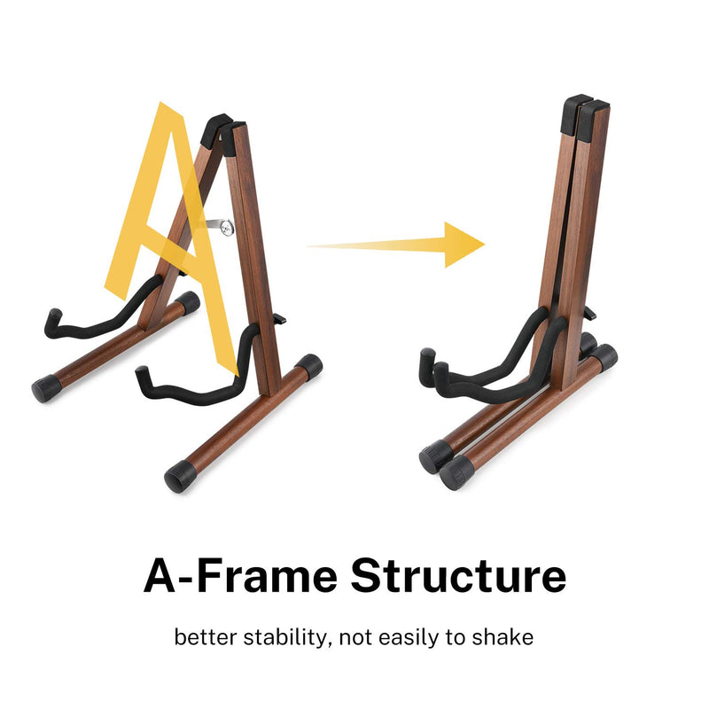 Donner Wood Guitar Stand, Acoustic Electric Guitar Floor Stand, A Frame Folding Guitar Holder Adjustable for Bass, Cello, Mandolin, Banjo, Ukulele