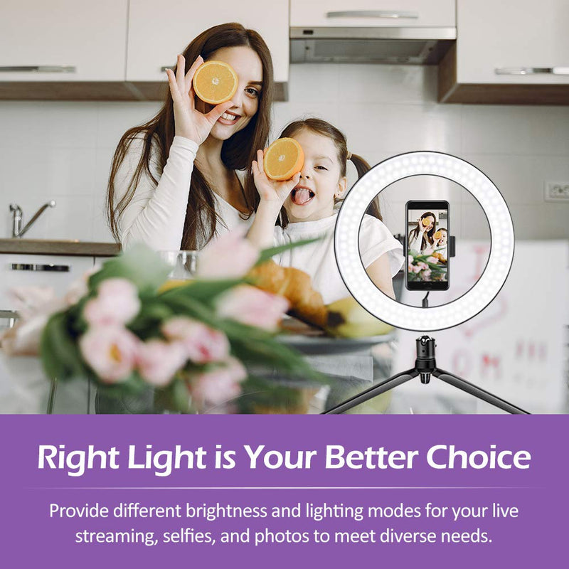 GSBLUNIE 10'' LED Ring Light,Selfie Ring Light with Tripod Stand &  Phone Holder,3 Light Modes,11 Brightness Level,Led Camera Ringlight for Makeup,Live Stream,YouTube Video,Photography