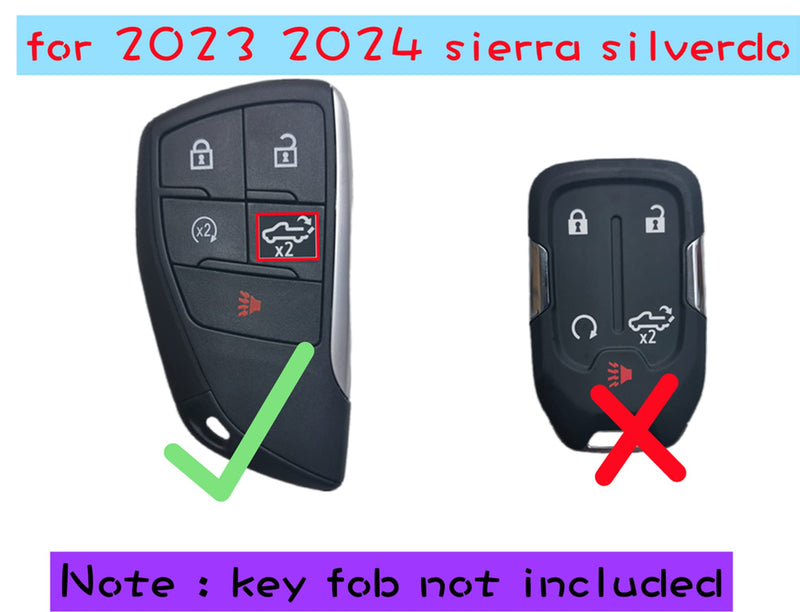 RUNZUIE 2Pcs Silicone Remote Key Fob Cover Compatible with 2022 2024 2023 GMC Sierra 1500 Chevy Chevrolet Silverado 1500 2500HD 3500HD (Black/Black with Red) Black/Black with Red