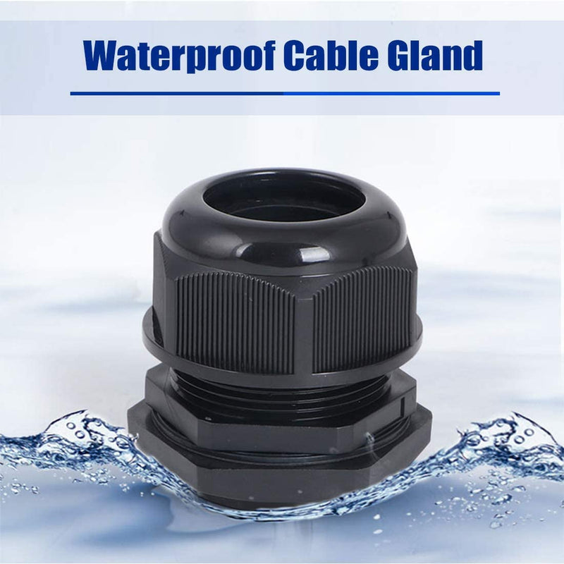 uxcell 20 Pcs M20 Waterproof IP68 Nylon Cable Gland Joint Adjustable Locknut for 6mm-12mm Dia Cable Wire