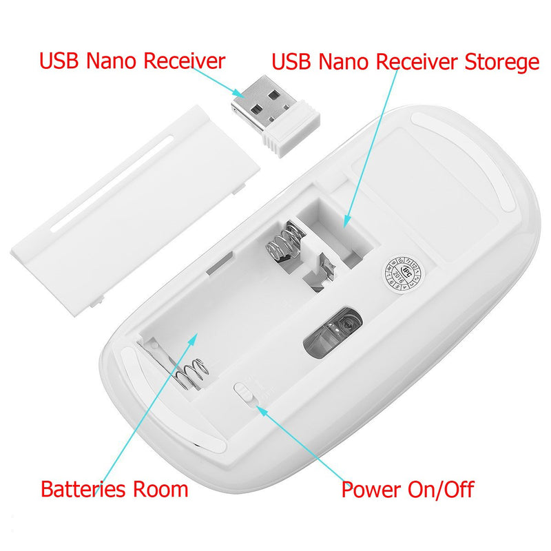 MSD Wireless Mouse White Base Travel 2.4G Wireless Mice with USB Receiver, Noiseless and Silent Click with 1000 DPI for notebook, pc, laptop, computer, mac book design: 37707957 cute unicorn rainbow a