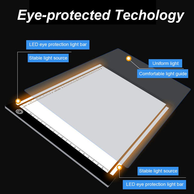 Tracing Light Pad, Fxuan A4 Upgraded USB Powered Portable Dimmable Brightness LED Artcraft Light Pad Tracer for Tattoo, Artists, Drawing, Painting, Animation, Stencilling Design, Trace Table