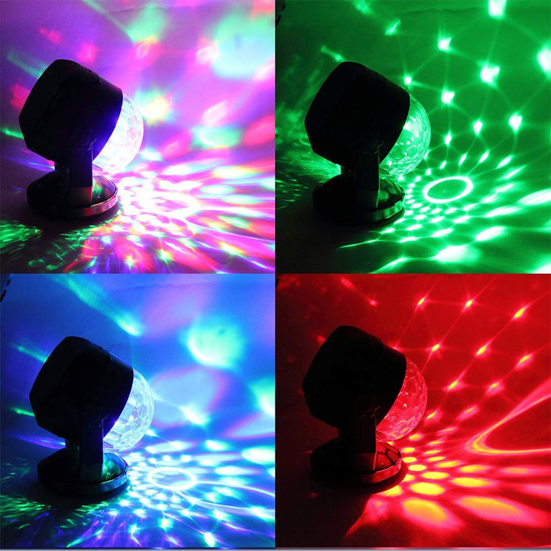 Mini Sound Activated Party Lights Battery Powered/USB Portable RGB Disco Ball Light Dj Lighting Strobe Lamp 7 Modes Stage Par Light for Car Home Room Dance Parties Birthday Karaoke Club Wedding