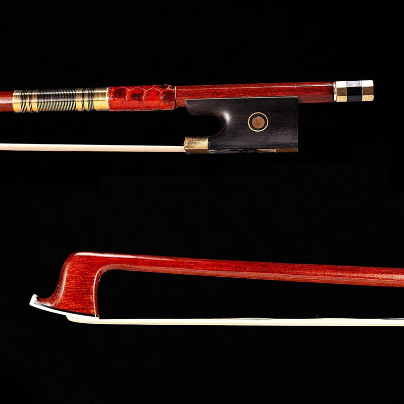 AMZZ Advance 1/2 Size Violin Bow Pernambuco Violin Bow Real Horse Hair Octagonal Stick (Brazilwood bow 1/2) Brazilwood bow 1/2