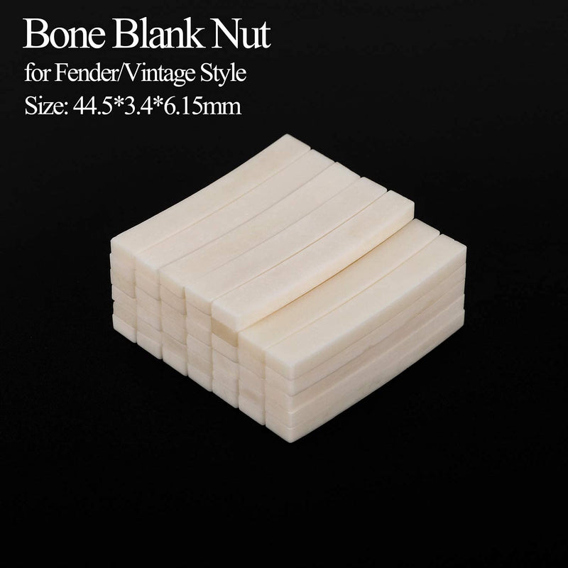 Alnicov Guitar String Bone Nut Blanks for Vintage-Style Stratocaster Telecaster Electric Guitar 44.5mm,6Pcs