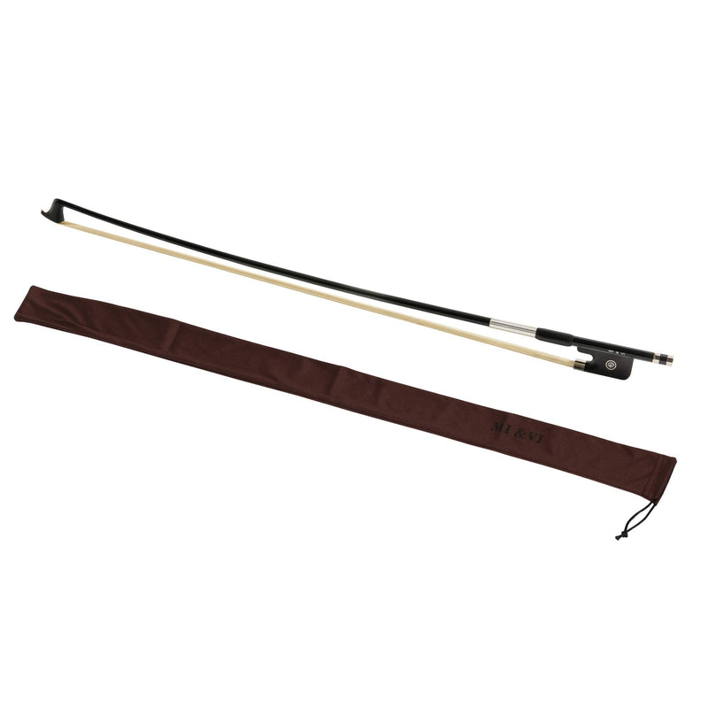 MI&VI Classic Carbon Fiber Cello Bow (Size 1/2) with FREE Bow Soft Bag and Ebony Frog | Octagonal Silver Mount | Well Balanced | Light Weight | Real Mongolian Horse Hair - By MIVI Music Cello 1/2