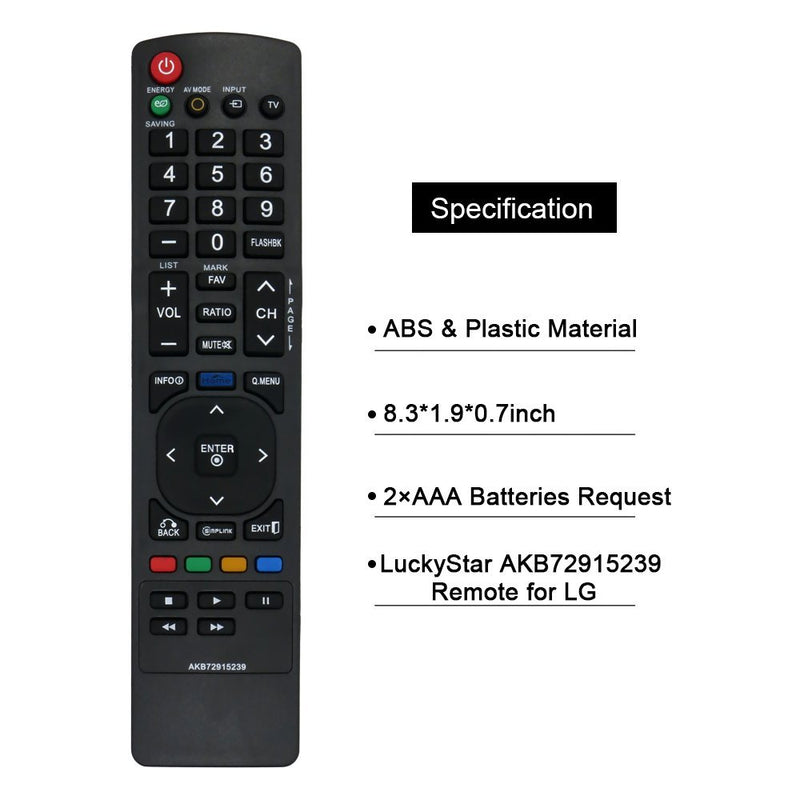 LuckyStar Replacement Lost Remote Control For LG AKB72915239, Compatible with LCD LED HD 3D TV 22LV2500 22lv2500ua 22lv2500ug 26LV2500 26lv2500ua 32LK330 32LK450 32LV2500 32LV350