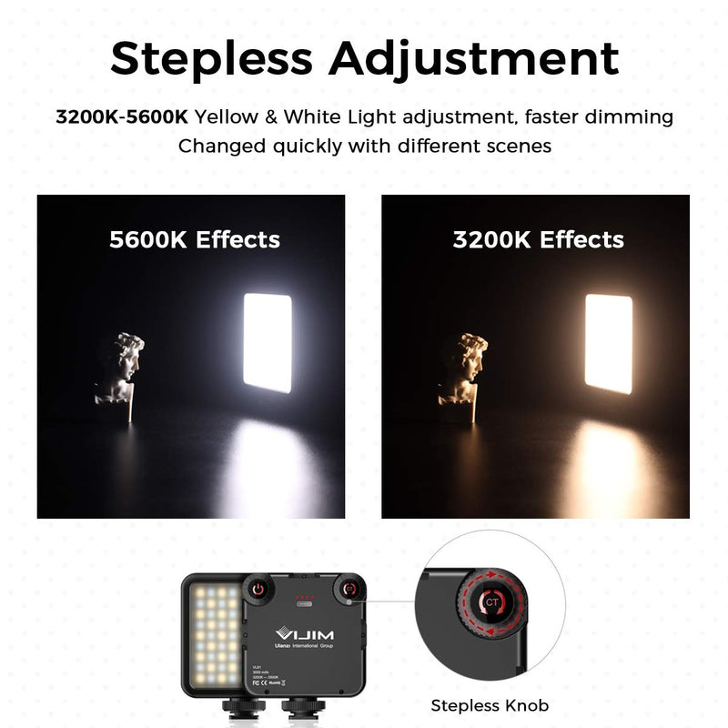 81 Beads On Camera Light, 3000mAh USB-C Rechargeable Pocket Fill Light, 3200-5600K Dual Color Temperature Vlog Mini Lamp w 3 Cold Shoe Port, Photography Video Shooting LED Light Soft Lighting - VL81