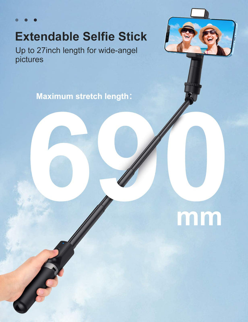 Face Tracking Phone Tripod with Fill Light, 360°Fast Following, Selfie Phone Holder Mount for iPhone Android, Stable for Vlog YouTube TIK Tok, Remote Shutter, Extendable up to 27’’