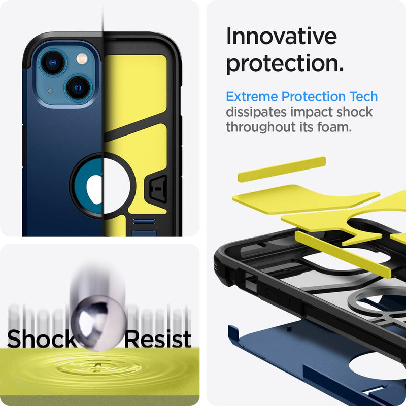Spigen Tough Armor [Extreme Protection Tech] Designed for iPhone 13 Case (2021) - Navy Blue