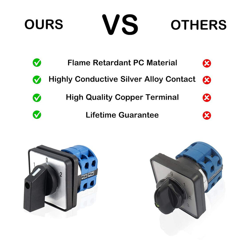 [AUSTRALIA] - VictorsHome Changeover Switch LW28-20 3 Positions 8 Terminals Universal Rotary Cam Selector Latching Switches 550V 20A 8 Terminals 20A 