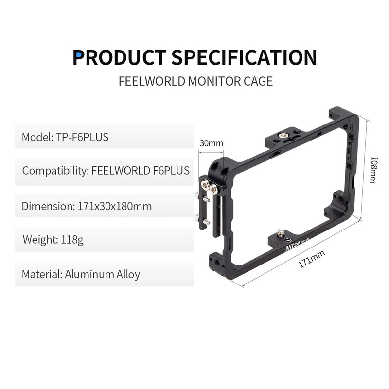 Nitze Monitor Cage for Feelworld F6 Plus 5.5 inches Monitor with HDMI Cable Clamp - TP-F6PLUS
