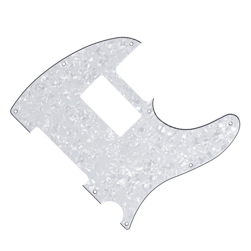 FLEOR 8 Holes HH Tele Pickguard Guitar Scratchplate for U.S./Mexican Fender Standards Telecaster Humbucker, Mounting Screws Included, 4ply White Pearl