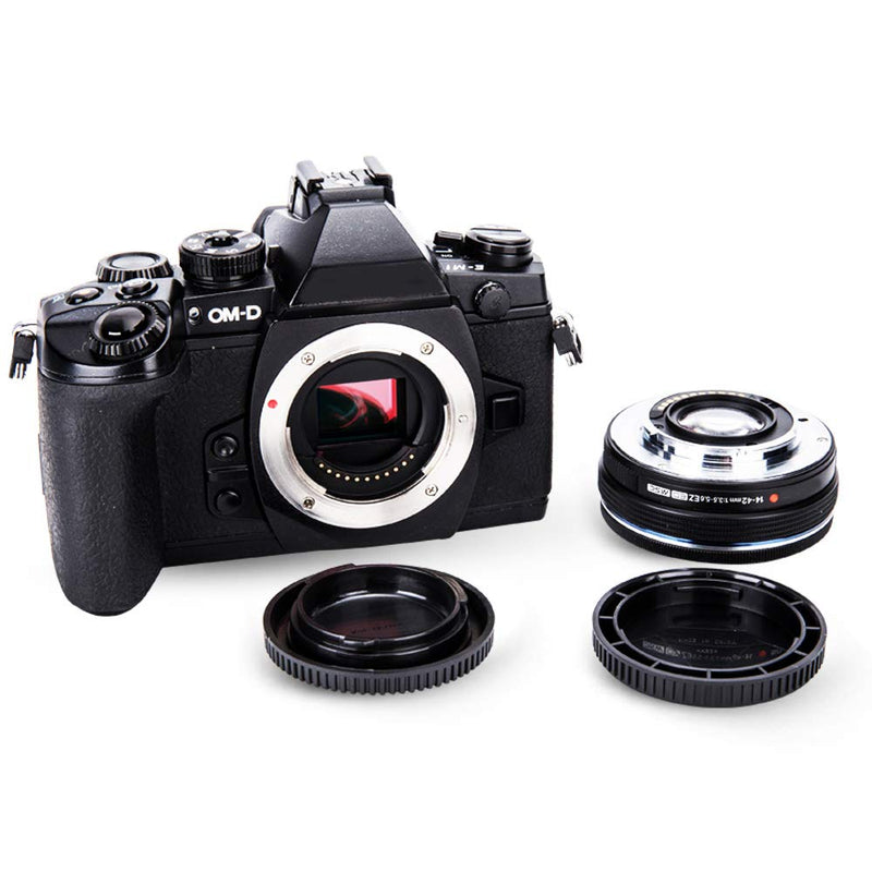 2 Pack Micro 4/3 Mount Body Cap Cover & Rear Lens Cap for Panasonic G9 G7 G85 G95 GH6 GH5 GH5S GH4 GH3 GX9 GX8 GX85 GF9 GF10 Olympus OM-D E-M1 E-M5 E-M10 E-M1X Pen E-PL10 E-PL9 E-PL8 E-PL7 E-P3 & More For Micro 4/3 Mount