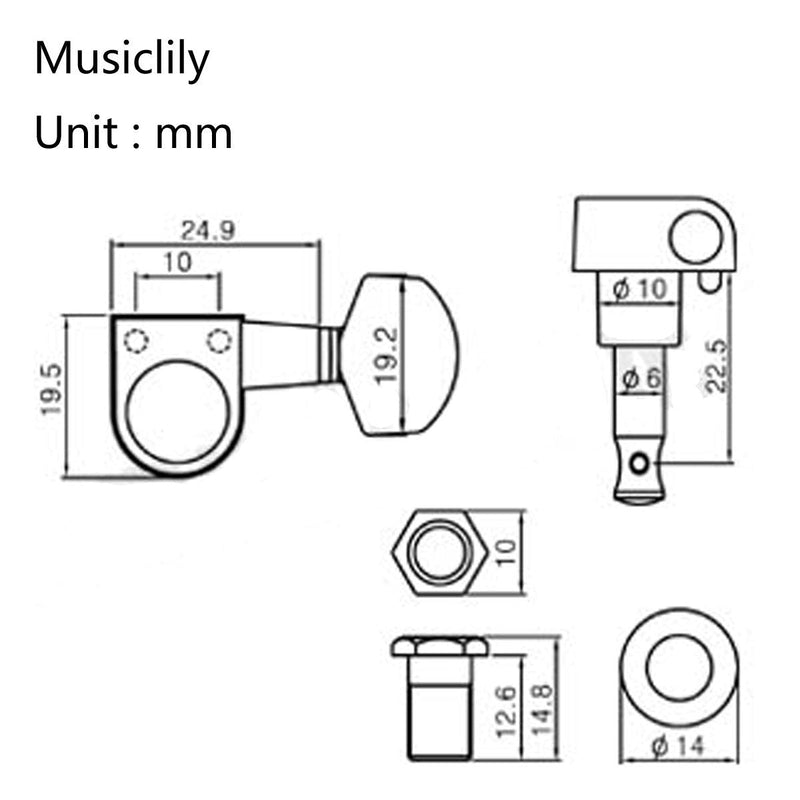 Musiclily Pro 6 inline Sealed 2-Pins Guitar Tuners Tuning Pegs Keys Machine Heads Set for Fender Squier Strat Electric Guitar, Black