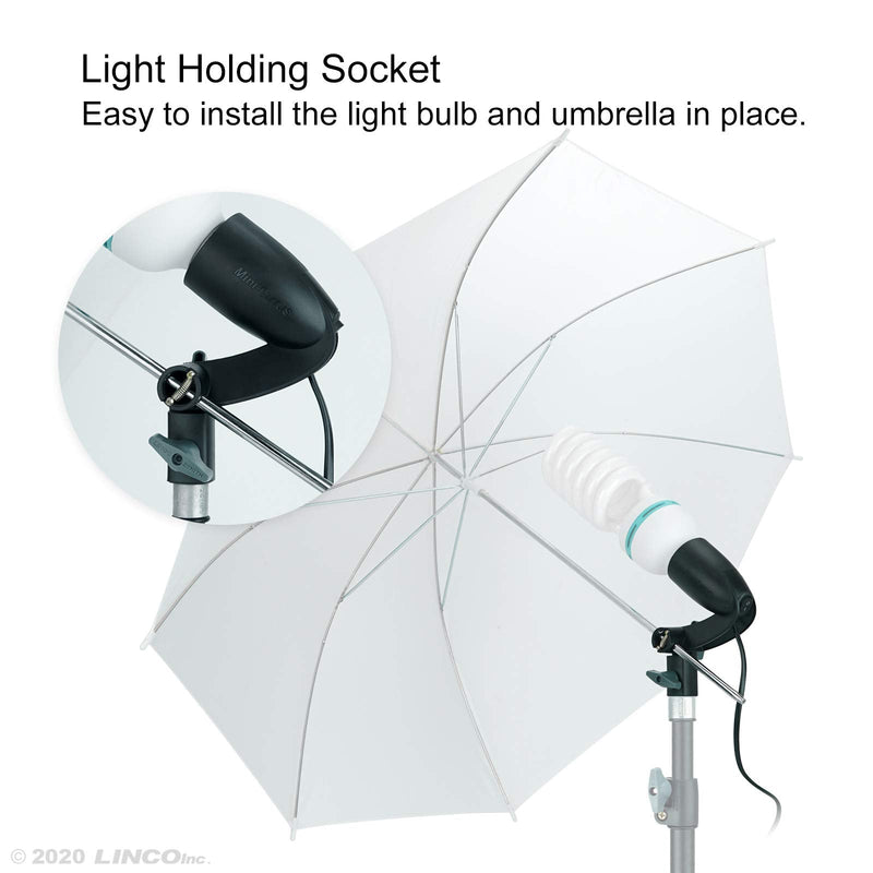 LINCO Lincostore 2 Pcs Photography Studio AC Fire-Resistant Socket Light Stand Mount Umbrella Holder E26/E27 Mini Cirrus 5310