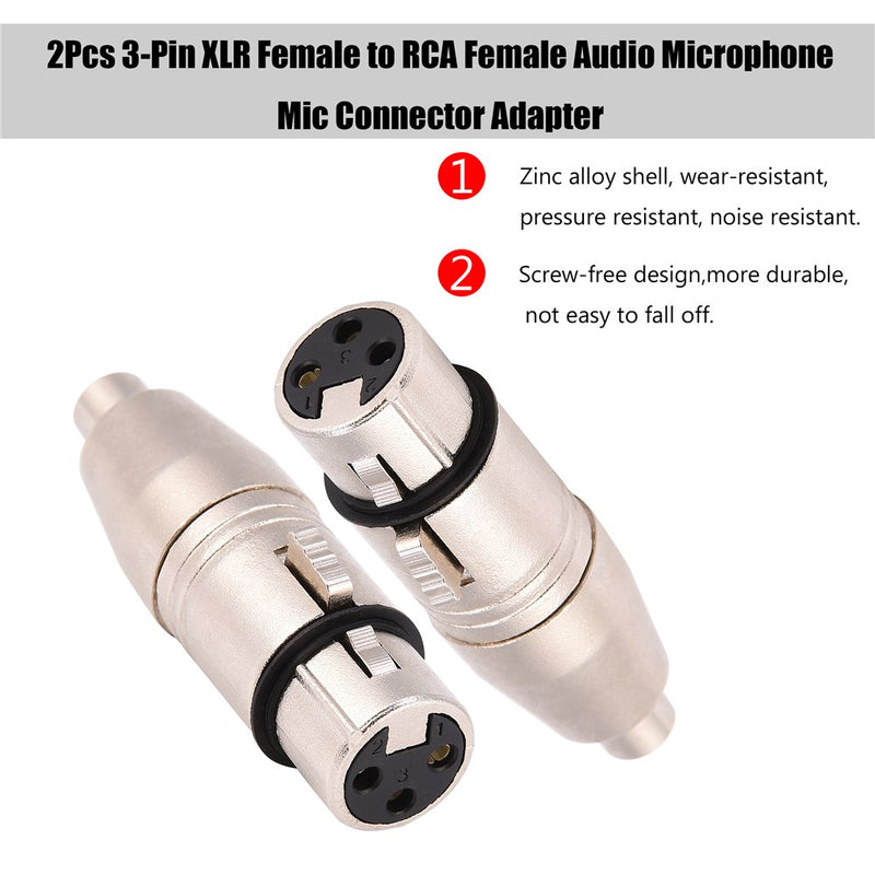 Socobeta 2Pcs XLR to RCA Adapter Female RCA to XLR Male Adapter XLR to RCA Converter with Microphone Connector Gender Changer Audio Coupler Connector