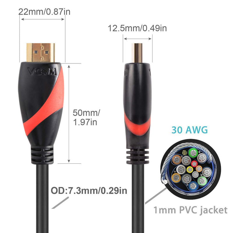4K HDMI Cable 10 Feet - VCOM High Speed 18Gbps HDMI 2.0 Cord 30AWG with Golden Plated Connector, Supports 60Hz HDR Video 2160p 1080p 3D, Compatible with Ethernet Monitor HDTV Xbox PS4 Computer Laptop 10ft