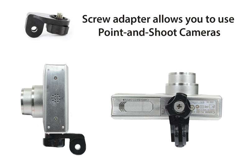 Action Mount - 4 pc Screw Adapter Set for Sport Cameras. 2 Styles of Design Camera Screw (1/4-Inch 20), Easily Connect Action Camera to Any Accessories. (4pcs Adapter Set)