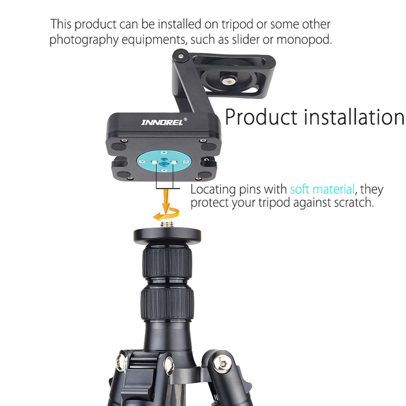 Z Type Tilt Tripod Head-INNOREL ZH5 CNC Aluminum Alloy All Metal Flexible Folding Z Pan with 1/4" and 3/8" Screw,Max Load 6.61lb for Canon Nikon Sony DSLR Camera
