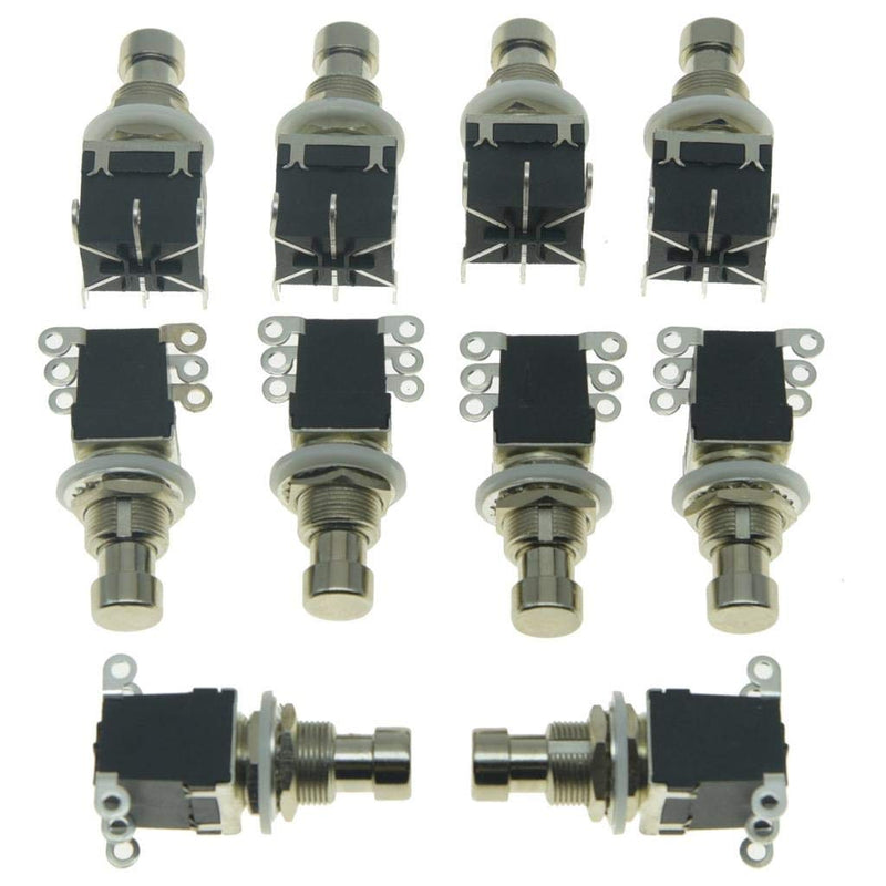 [AUSTRALIA] - KAISH Pack of 10 Latching Stomp Push Button 6-Pin DPDT Side Terminals Guitar Effect Pedal Switch Footswitches Black 