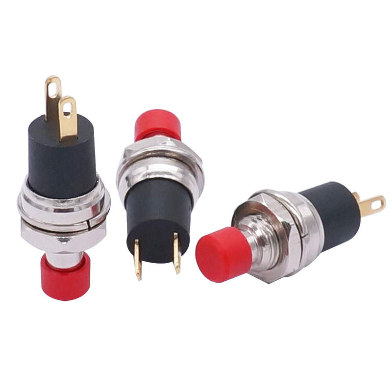 TWTADE 3Pcs Latching Mini Push Button Switch Red 1A 250VAC 2 Pin SPST ON/Off PBS-110-L-R