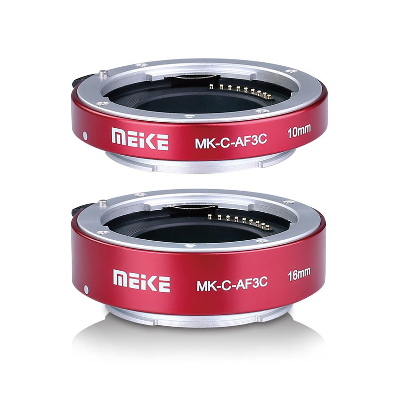 MEIKE MK-C-AF3C-Red Auto Focus Macro Metal Extension Tube Adapter for Canon EOS -M Bayonet Mirrorless Camera(10MM 16MM only use or Combination) EOS-M M2 M3 M5 M6 M10 M50 M100 M200 M6 Mark II