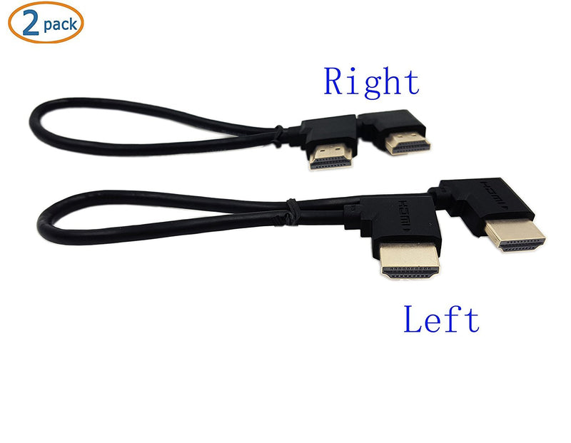 SinLoon Gold Plated High Speed 90 Angle Right HDMI Male to Left HDMI Male Adapter Cable Supports Ethernet, 3D and Audio Return (0.3M RR-LL)