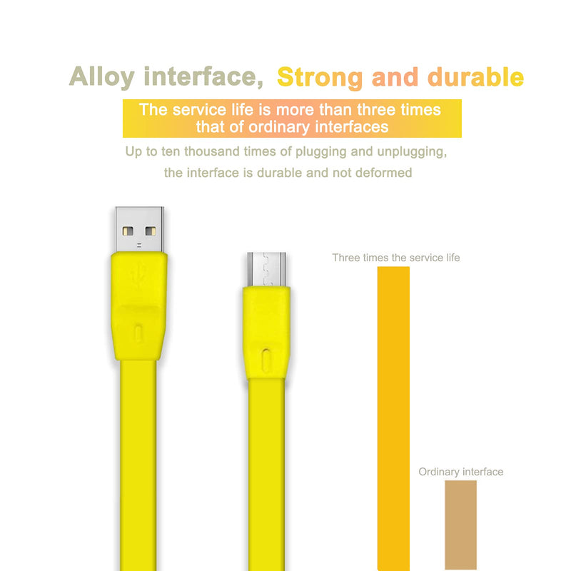 Aiivioll UE Replacement Charging Cable Flat USB Power Cable Compatible with Logitech UE Boom Megaboom Miniboom Boom2 Roll Wireless Speaker (Yellow) Yellow