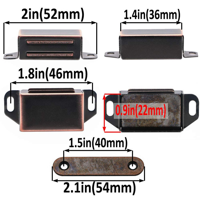 20 lbs Magnetic Door Catch, Heavy Duty Latch for Cabinets Shutter Closet Furniture Door, Stainless Steel Cabinet Catch, Oil Rubbed Bronze (4 Pack) 4pcs