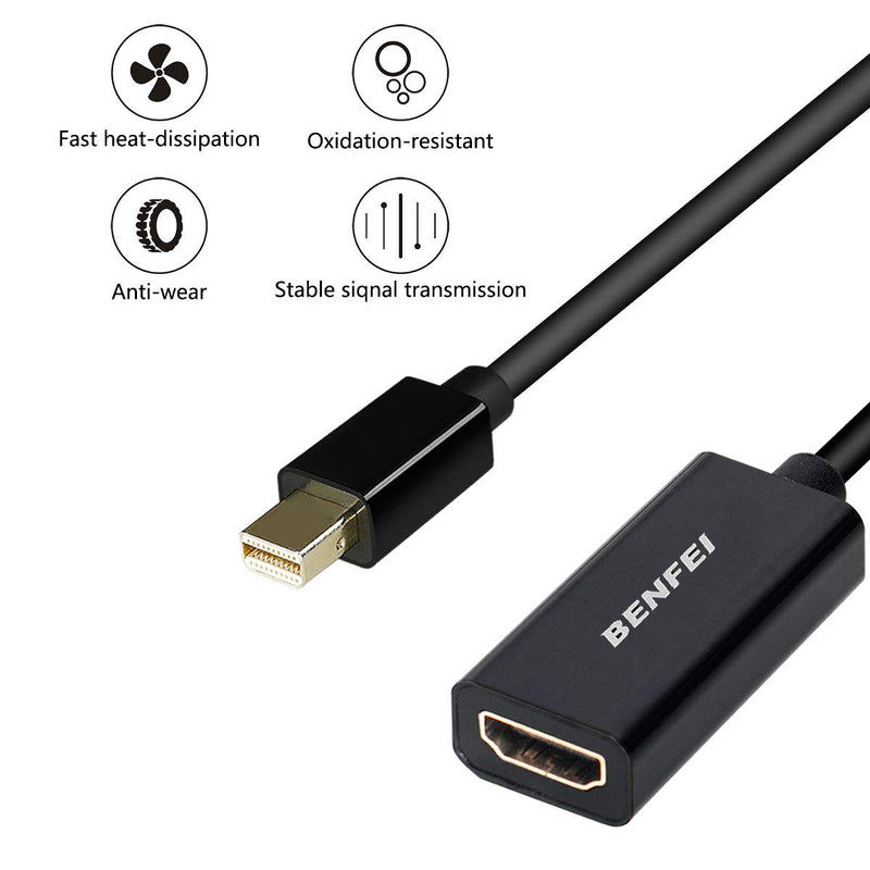 Mini DisplayPort to HDMI, Benfei Mini DP(Thunderbolt) to HDMI Converter Gold-Plated Cord Compatible for MacBook Pro, MacBook Air, Mac Mini, Microsoft Surface Pro 3/4, etc