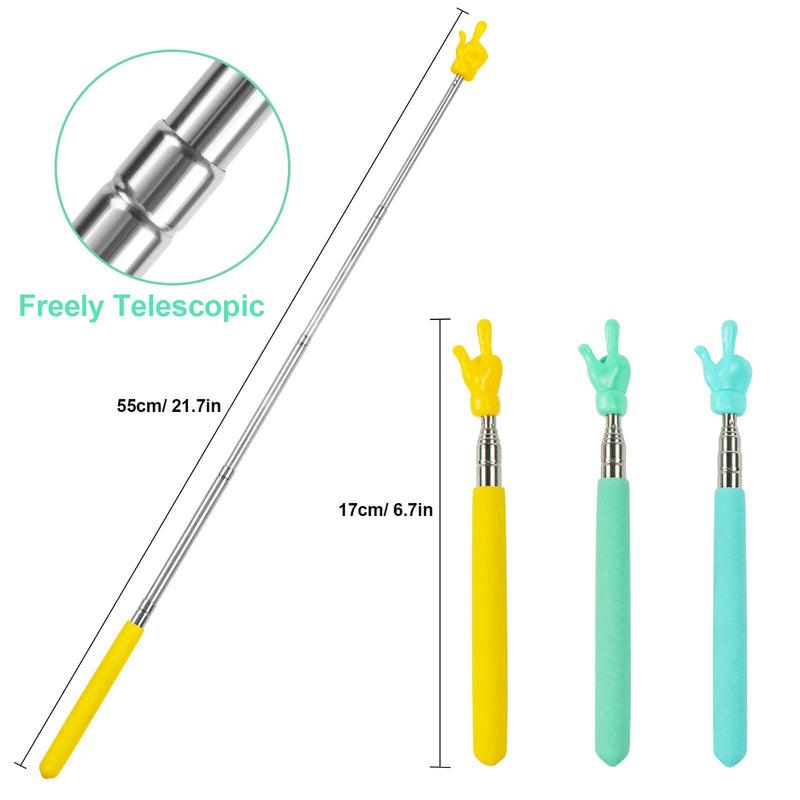 Retractable Finger Pointer Stick for Classroom: Extendable Telescopic Presentation Teacher Pointer Stick for Classroom Whiteboard Pointer (3 Pack)