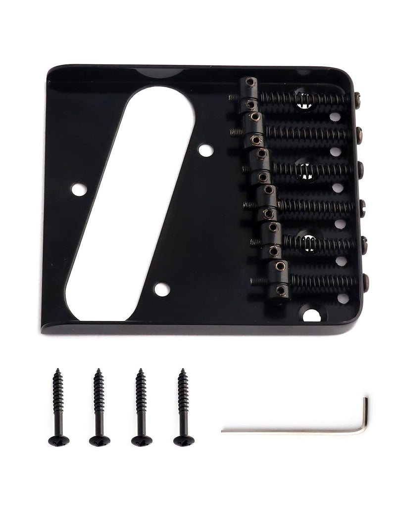 Metallor Vintage Guitar Bridge 6 Saddles String Through Body Bridge Compatible with Tele Telecaster Ashtray Style Electric Guitar Parts Replcement Black.