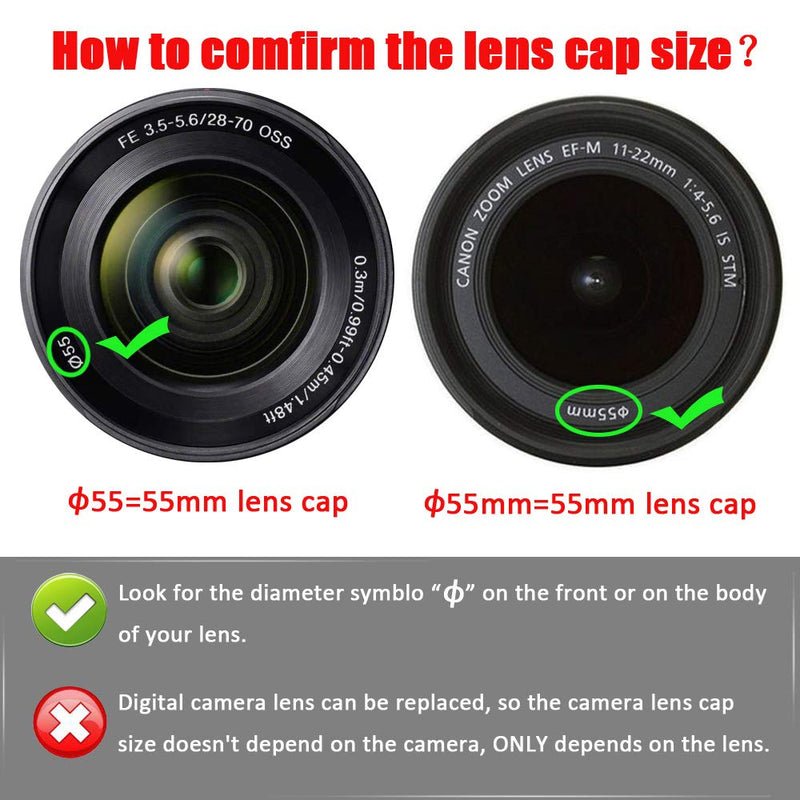 55mm Snap-On Lens Cap for Sony E f/3.5-5.6 18-135 OSS Lens for Sony Alpha a6600 a6400, Fire-Rock Lens Cover for Sony FE 28-70mm f/3.5-5.6 OSS Lens for Sony Alpha a7R Ⅲ Ⅳ-2Packs 55mm