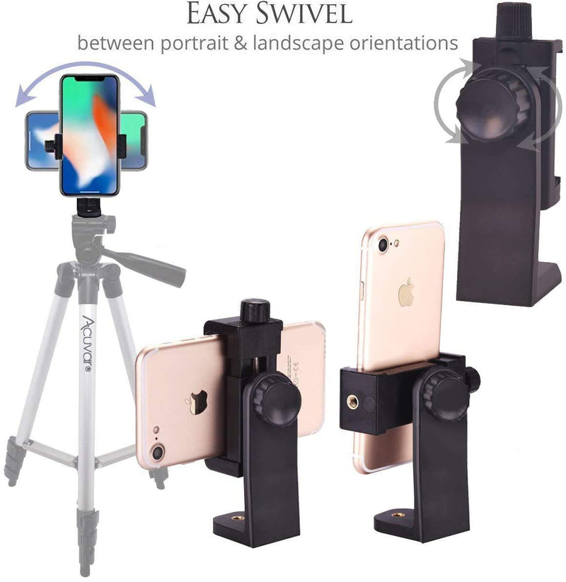 Acuvar 50" Smartphone/Camera Tripod with Rotating Mount. Fits iPhone X, 8, 8+, 7, 7 Plus, 6, 6 Plus, 5s Samsung Galaxy, Android, etc.