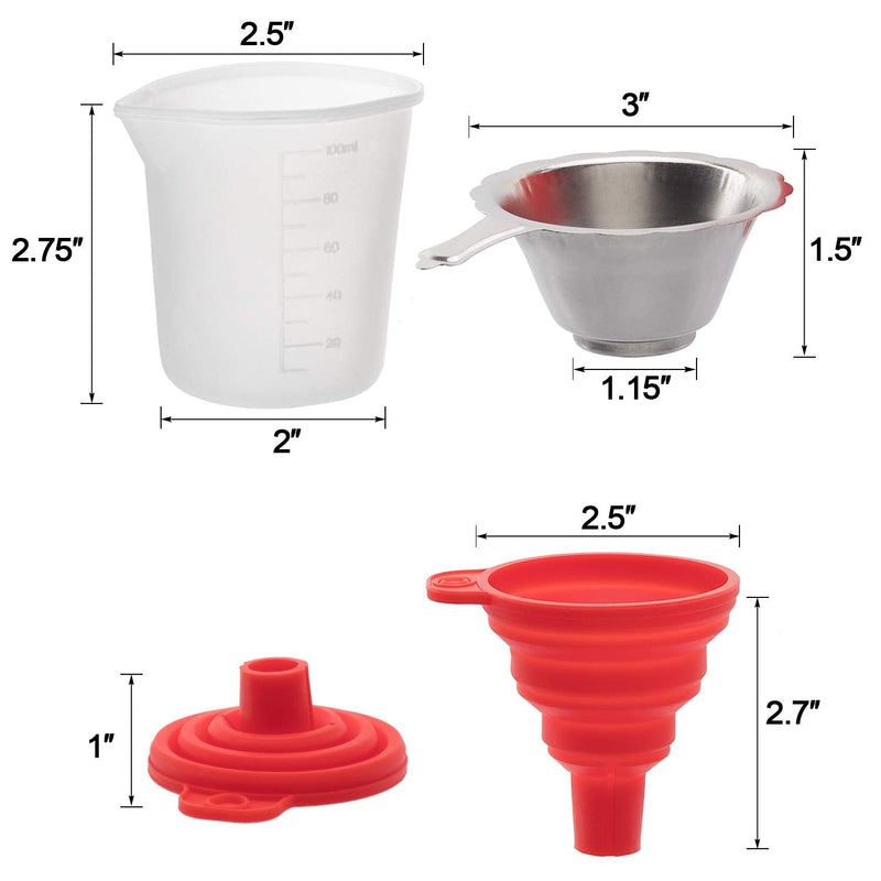 OIIKI 3D Printer Resin Filter, Stainless Resin Filter Cup + Silicone Funnel + 100ml Measuring Cup Disposable for 3D Printer Red