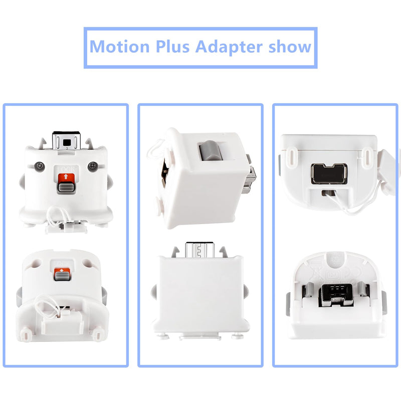 XiQiDianr 2 Motion Plus Attachment and 2 Silicon Case for Nintendo Wii Remote Controller, Motion Plus Adaptor Sensor Accelerator Replacement for Wii Motion Plus Adapter（White） White