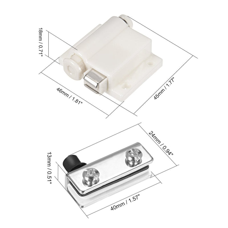 uxcell 5-6mm Glass Door Single Head Magnetic Catch Latch ABS White with Clamp 2 Set