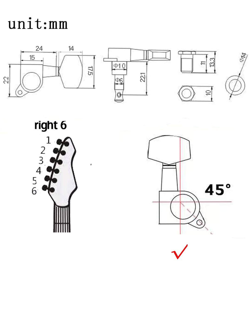 Pro 6 inline Guitar Tuners String Tuning Pegs Machines Heads Set for Fender Stratocaster Telecaster Electric Guitar Parts,Black. 2101-QTN01-S6BK