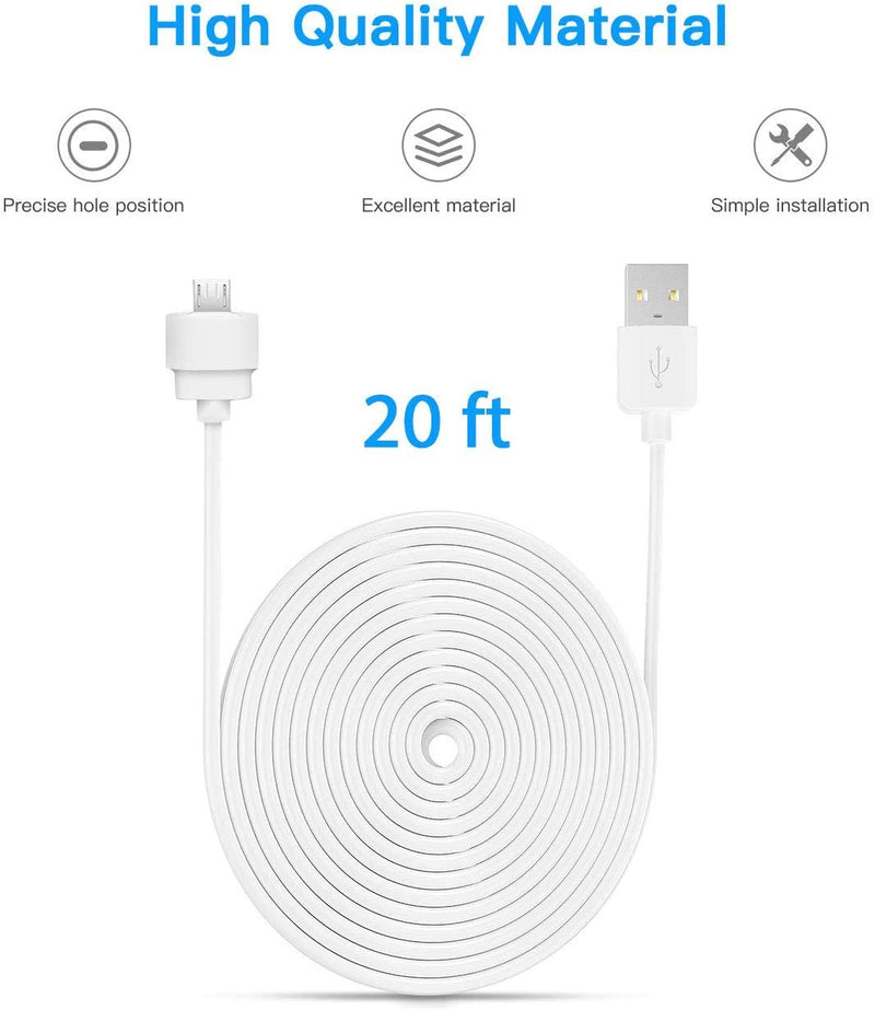 20ft/6m Charger Cable for Blink Mini, Power Extension USB Cable Compatible with Blink Mini Indoor Plug-in Camera Extension Cable(Blink Mini Camera is not Include) 6m/20ft