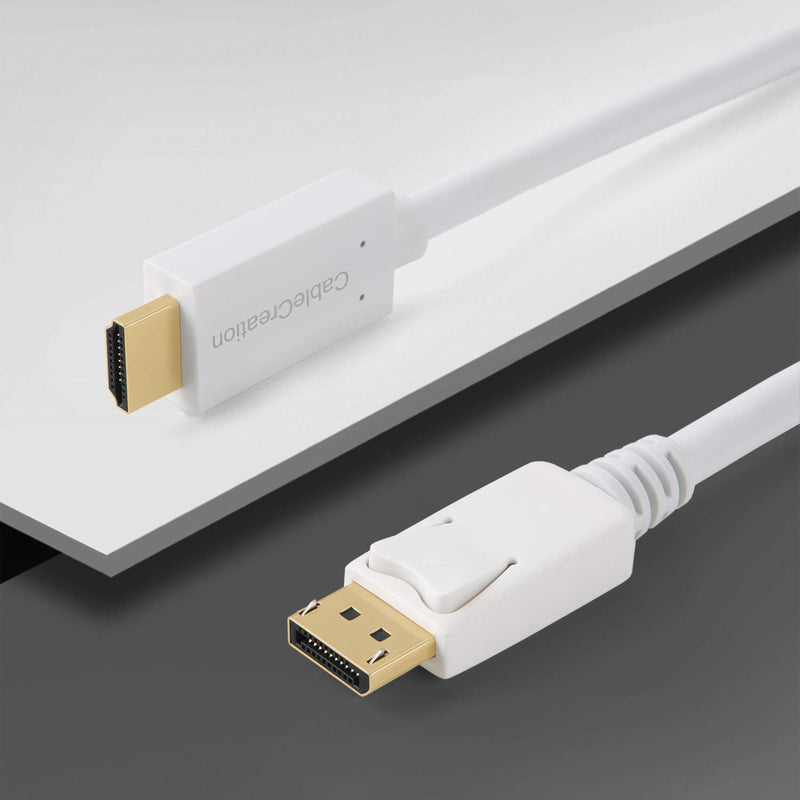 CableCreation Active DP to HDMI Cable(DP1.2), 6ft DisplayPort to HDMI,4K x 2K & 3D Audio/Video, Eyefinity Multi-Screen Support,1.8M / White