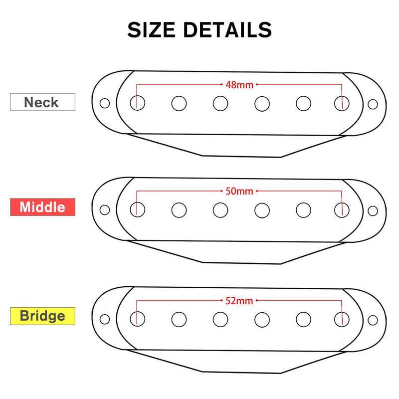 Facmogu 3PCS Single Coil Pickups, Neck/Middle/Bridge Set Pickups for Electric Guitar Electric Guitar Parts Replacement- Black