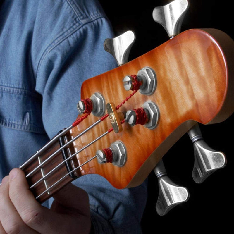 Dilwe Bass Guitar Tuning Peg, Fishtail-Shaped Button Sealed Machine Heads Bass Guitar Tuning Pegs 2L + 2R Upgrade DIY Guitar Parts Accessories Silver