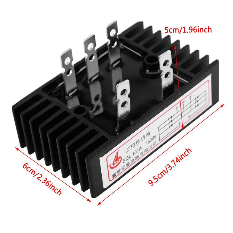 [AUSTRALIA] - SQL 100 amp 1600V 3 phase AC to DC High Power Rectifier Silicon Full Wave Diode Bridge Rectifier Module 5 Terminal with Heatsink 