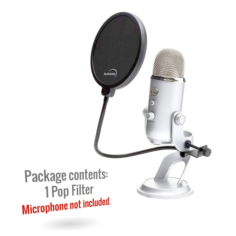 [AUSTRALIA] - AUPHONIX Pop Filter for Blue Yeti Microphone – Custom Fit, Easy On Clasp Shield Delivers Perfectly Optimized Voice Clarity – Double Mesh Windscreen Filter Mask Blocks S Hiss, Thud, Pop & BP Plosives 
