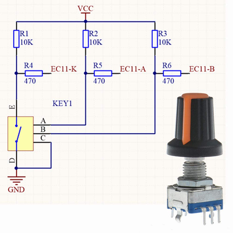 [AUSTRALIA] - Anmbest 10PCS 20mm 5Pins 360 Degree Rotary Encoder Code Switch Digital Potentiometer with Push Button and Orange Knob Cap DIY Kit for Arduino Raspberry pi 