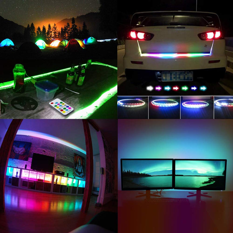 [AUSTRALIA] - LED Strip Lights USB Powered abtong Rainbow Color LED Lights Strip LED TV Backlight Strip with RF Remote Color Changing Strip Lights LED Rope Lights Waterproof IP65 LED Lights 2M 6.54FT 6.56FT/2M Rainbow 