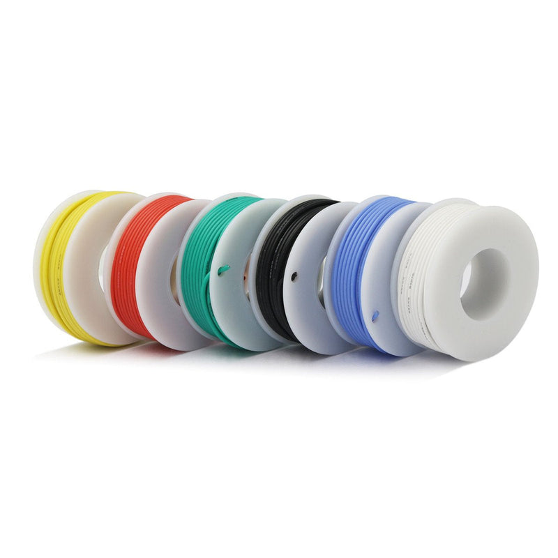 CBAZY™ Hook up Wire Kit (Stranded Wire Kit) 18 Gauge Flexible Silicone Rubber Electric Wire 6 Colors 16.4 feet Each 18 AWG 18AWG D-(red+blue+green+yellow+white+black)