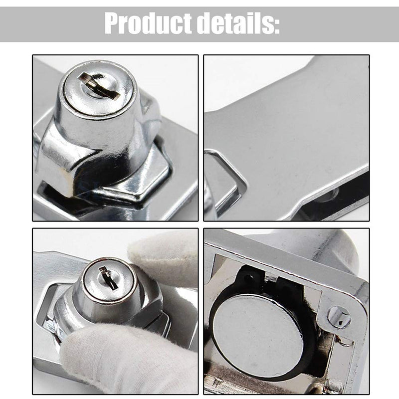 2 Packs Keyed Hasp Locks Stainless Steel,Twist Knob Keyed Locking Hasp for Small Doors, Cabinets and More with a Screwdriver,Chrome Plated (3Inch with Keys) 3Inch Silver