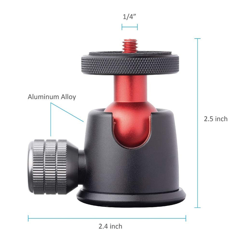 ANNSM Tripod Ball Head 360° Swivel and Rotation with 3/8 inch Hot Shoe Adapter for Tripod/Monopod/DSLR Cameras/Camera Sliders/Stablizers/Camera Cages/Microphones/LED Video Lights/Monitors/Flashes BH101 Ball Head with 3/8 Hot Shoe Screw